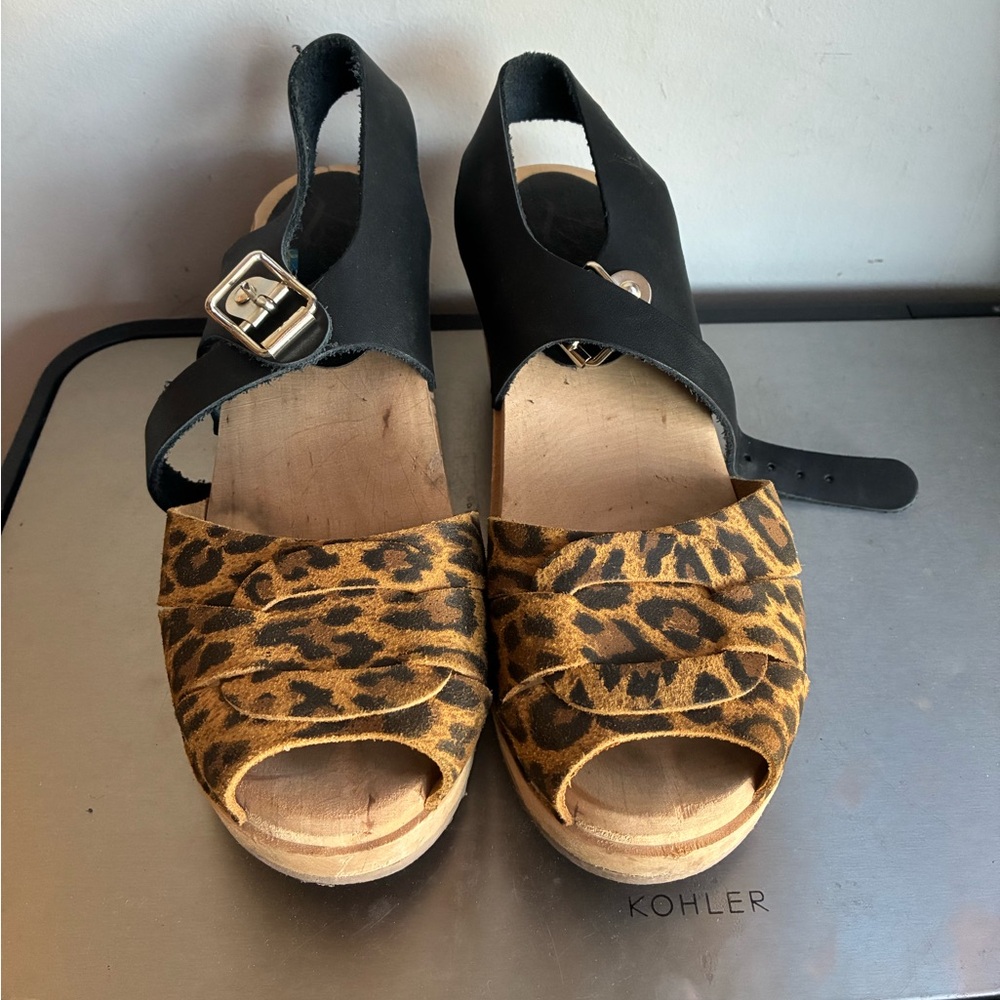 Lotta From Stockholm Black and Leopard Mules